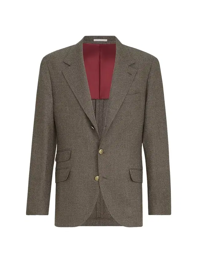 Brunello Cucinelli Men's Mouliné Virgin Wool Twill Deconstructed Cavallo Blazer - Brown
