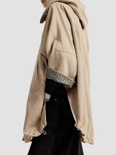 Brunello Cucinelli Women's Cotton and Linen Twill Hooded Outerwear Jacket with Monili | Thumbnail 3 Brunello Cucinelli Women's Cotton and Linen Twill Hooded Outerwear Jacket with Monili | Thumbnail 3