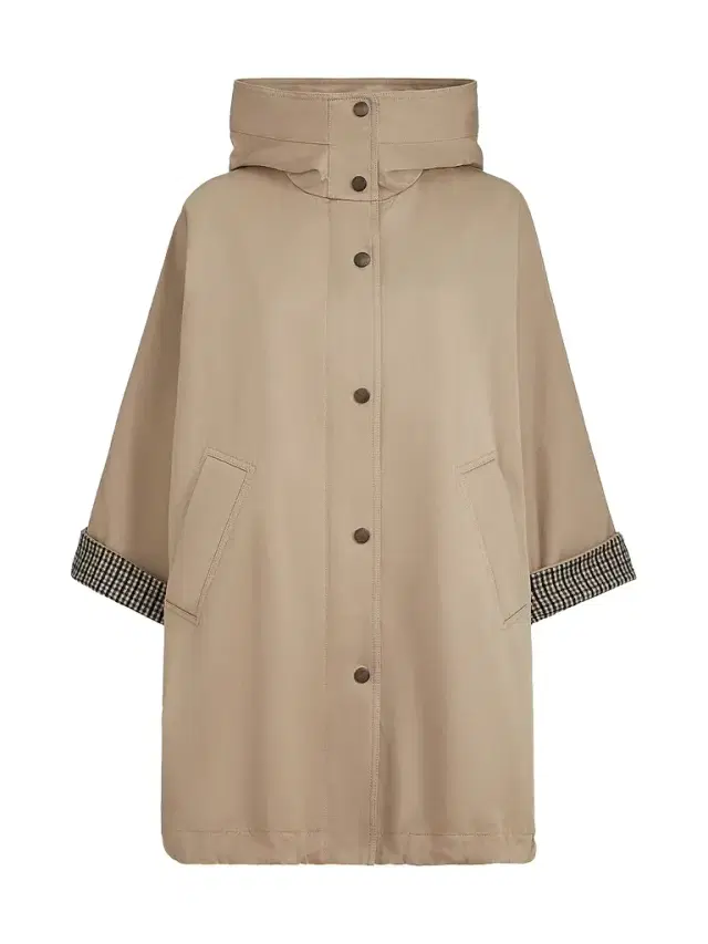Brunello Cucinelli Women's Cotton and Linen Twill Hooded Outerwear Jacket with Monili - Camel