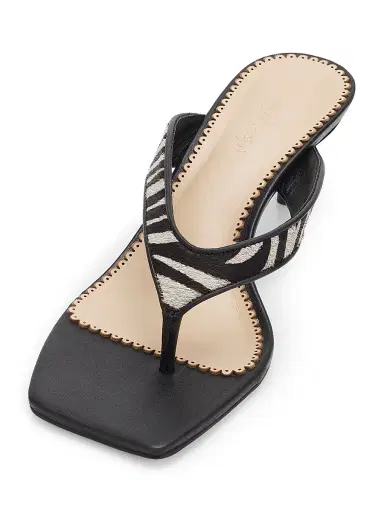 Cinq à Sept Women's Frankie 60MM Calf Hair Leather Sandals - Black Ivory - Size 10 | Thumbnail 2 Cinq à Sept Women's Frankie 60MM Calf Hair Leather Sandals - Black Ivory - Size 10 | Thumbnail 2