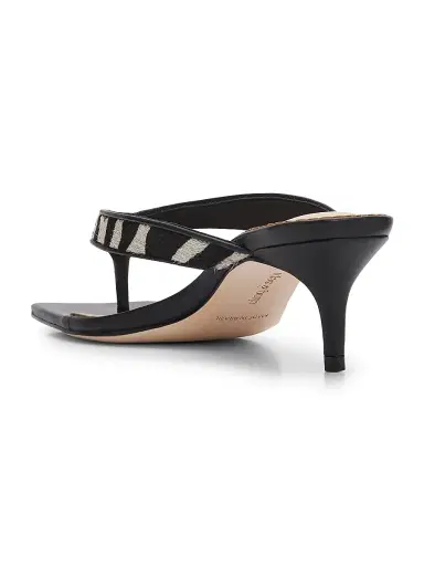 Cinq à Sept Women's Frankie 60MM Calf Hair Leather Sandals - Black Ivory - Size 10 | Thumbnail 3 Cinq à Sept Women's Frankie 60MM Calf Hair Leather Sandals - Black Ivory - Size 10 | Thumbnail 3