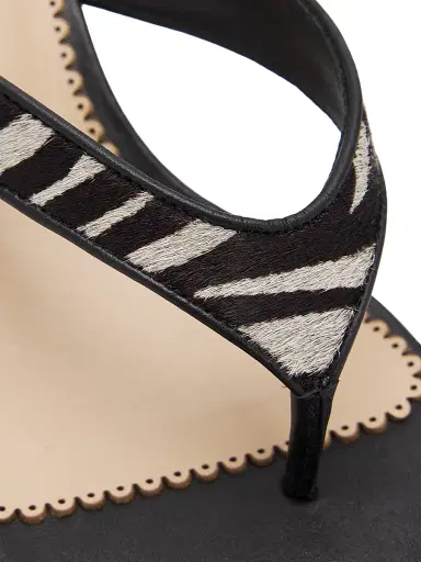 Cinq à Sept Women's Frankie 60MM Calf Hair Leather Sandals - Black Ivory - Size 10 | Thumbnail 6 Cinq à Sept Women's Frankie 60MM Calf Hair Leather Sandals - Black Ivory - Size 10 | Thumbnail 6
