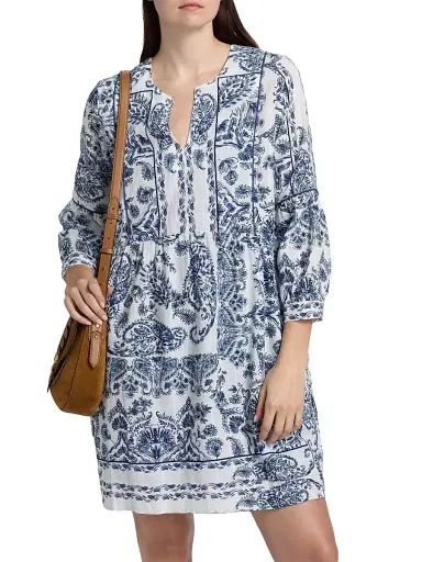 Johnny Was Women's Jaden Piped Yoke Tiered Minidress - Jaden | Thumbnail 3