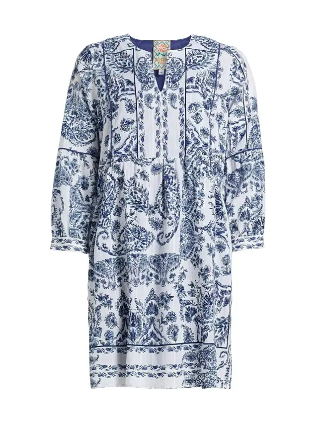 Johnny Was Women's Jaden Piped Yoke Tiered Minidress - Jaden