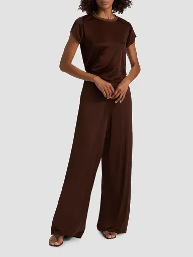 Generation Love Women's Kelela Sheen Jersey Wide-Leg Pants - Coco - Size XL | Thumbnail 2