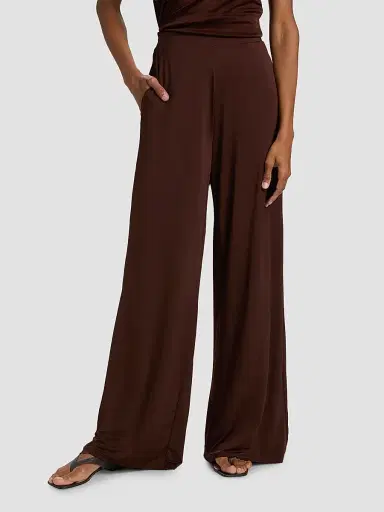 Generation Love Women's Kelela Sheen Jersey Wide-Leg Pants - Coco - Size XL | Thumbnail 3
