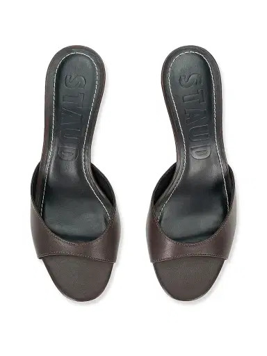 Staud Women's Brigitte 60MM Leather Slip-On Wedge Mules - Espresso | Thumbnail 4