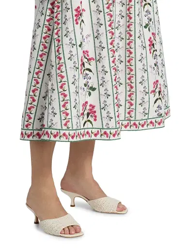 Hemant & Nandita Women's Floral Linen-Cotton Midi-Skirt - Ivory - Size Small | Thumbnail 6