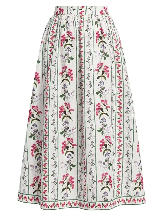 Hemant & Nandita Women's Floral Linen-Cotton Midi-Skirt -