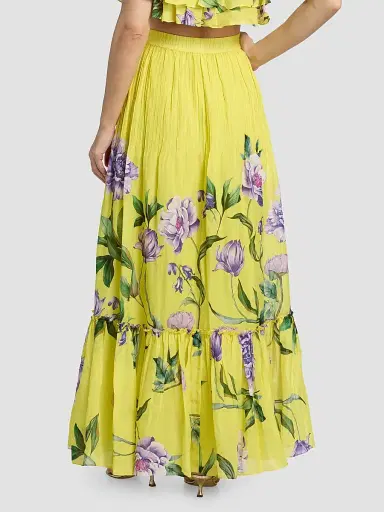 Hemant & Nandita Women's Floral Pintuck Maxi Skirt - Yellow - Size XL | Thumbnail 5 Hemant & Nandita Women's Floral Pintuck Maxi Skirt - Yellow - Size XL | Thumbnail 5