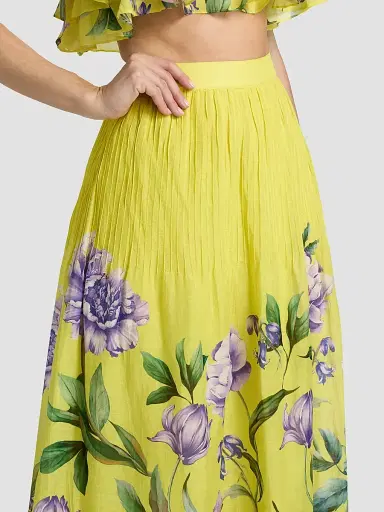 Hemant & Nandita Women's Floral Pintuck Maxi Skirt - Yellow - Size XL | Thumbnail 6 Hemant & Nandita Women's Floral Pintuck Maxi Skirt - Yellow - Size XL | Thumbnail 6