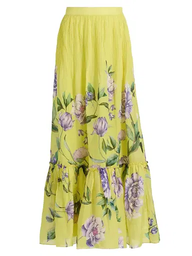Hemant & Nandita Women's Floral Pintuck Maxi Skirt - Yellow - Size XL | Thumbnail 1 Hemant & Nandita Women's Floral Pintuck Maxi Skirt - Yellow - Size XL | Thumbnail 1