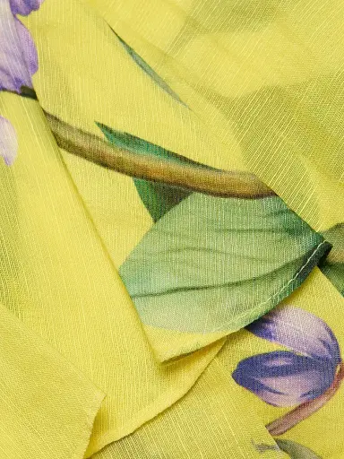 Hemant & Nandita Women's Ruffled Floral Linen-Blend Top - Yellow - Size Small | Thumbnail 7