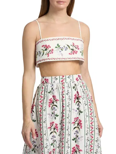 Hemant & Nandita Women's Floral Embellished Linen-Cotton Bustier Top - Ivory - Size Medium | Thumbnail 3 Hemant & Nandita Women's Floral Embellished Linen-Cotton Bustier Top - Ivory - Size Medium | Thumbnail 3