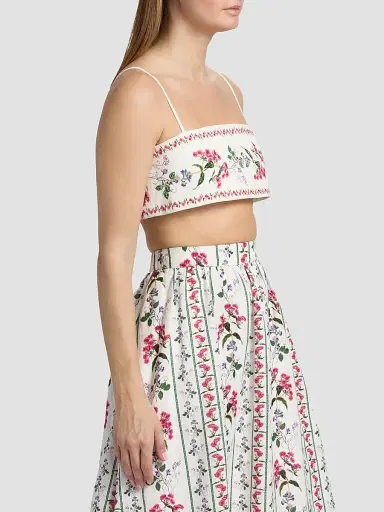 Hemant & Nandita Women's Floral Embellished Linen-Cotton Bustier Top - Ivory - Size Medium | Thumbnail 4 Hemant & Nandita Women's Floral Embellished Linen-Cotton Bustier Top - Ivory - Size Medium | Thumbnail 4