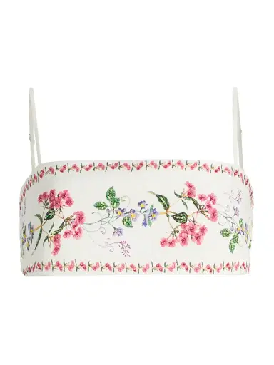 Hemant & Nandita Women's Floral Embellished Linen-Cotton Bustier Top - Ivory - Size Medium | Thumbnail 1 Hemant & Nandita Women's Floral Embellished Linen-Cotton Bustier Top - Ivory - Size Medium | Thumbnail 1