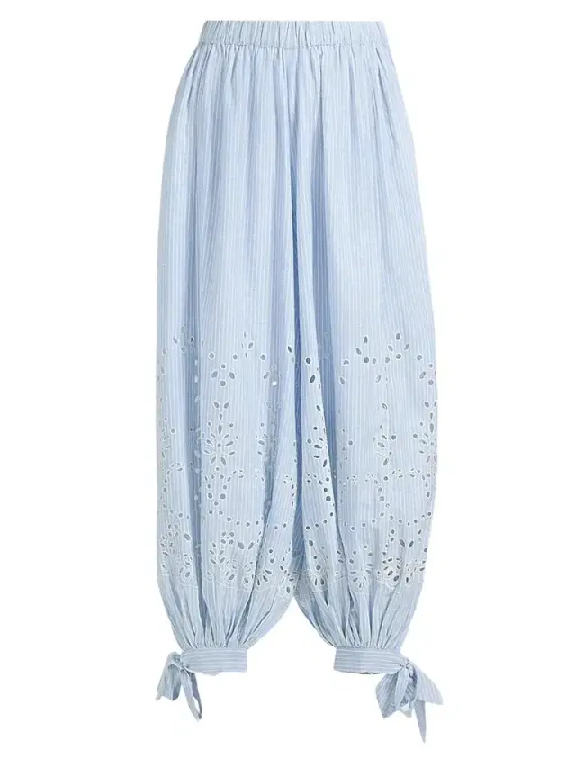 Women's Eyelet Striped Cotton-Blend Harem Pants - Stripes