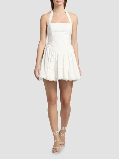 Hemant & Nandita Women's Embroidered Cotton Corset Minidress - Ivory - Size Large | Thumbnail 2