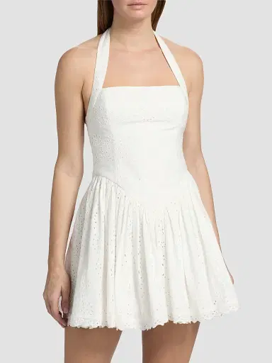 Hemant & Nandita Women's Embroidered Cotton Corset Minidress - Ivory - Size Large | Thumbnail 3