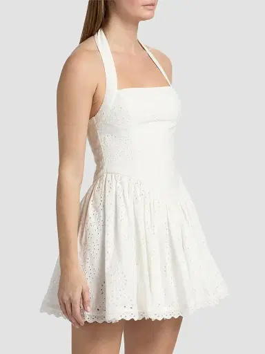 Hemant & Nandita Women's Embroidered Cotton Corset Minidress - Ivory - Size Large | Thumbnail 4
