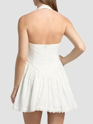 Hemant & Nandita Women's Embroidered Cotton Corset Minidress - Ivory - Size Large | Thumbnail 5