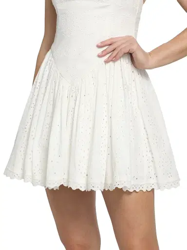 Hemant & Nandita Women's Embroidered Cotton Corset Minidress - Ivory - Size Large | Thumbnail 6