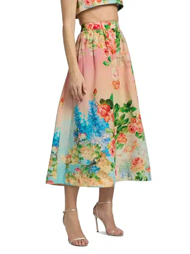 Hemant & Nandita Women's Floral Ombré Cotton-Linen Midi-Skirt - Size XL | Thumbnail 4