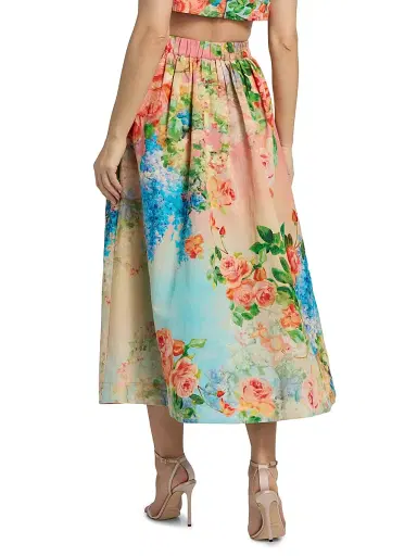 Hemant & Nandita Women's Floral Ombré Cotton-Linen Midi-Skirt - Size XL | Thumbnail 5