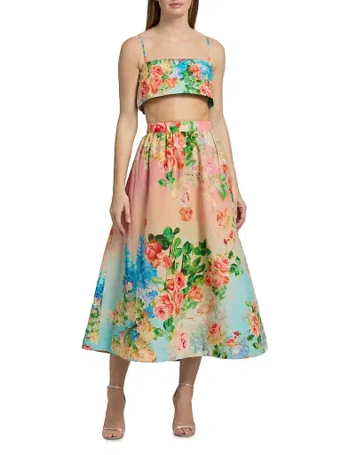 Hemant & Nandita Women's Floral Linen-Cotton Crop Top | Thumbnail 2 Hemant & Nandita Women's Floral Linen-Cotton Crop Top | Thumbnail 2