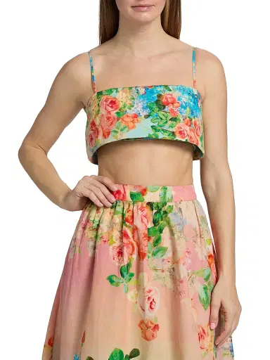 Hemant & Nandita Women's Floral Linen-Cotton Crop Top | Thumbnail 3 Hemant & Nandita Women's Floral Linen-Cotton Crop Top | Thumbnail 3