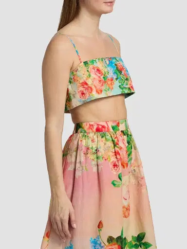 Hemant & Nandita Women's Floral Linen-Cotton Crop Top | Thumbnail 4 Hemant & Nandita Women's Floral Linen-Cotton Crop Top | Thumbnail 4