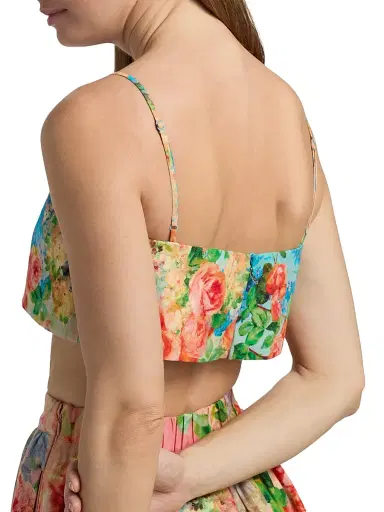 Hemant & Nandita Women's Floral Linen-Cotton Crop Top | Thumbnail 6 Hemant & Nandita Women's Floral Linen-Cotton Crop Top | Thumbnail 6