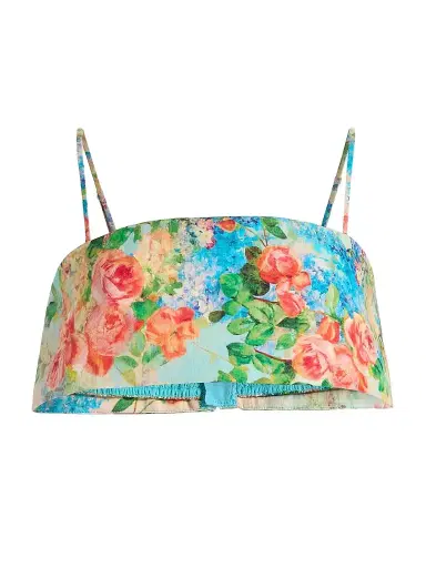 Hemant & Nandita Women's Floral Linen-Cotton Crop Top | Thumbnail 1 Hemant & Nandita Women's Floral Linen-Cotton Crop Top | Thumbnail 1