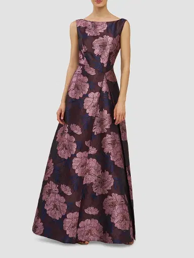 Kay Unger Women's Caitlin Floral Jacquard Fit & Flare Gown - Primrose Multi - Size 8 | Thumbnail 2 Kay Unger Women's Caitlin Floral Jacquard Fit & Flare Gown - Primrose Multi - Size 8 | Thumbnail 2