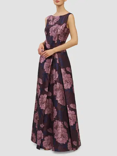 Kay Unger Women's Caitlin Floral Jacquard Fit & Flare Gown - Primrose Multi - Size 8 | Thumbnail 3 Kay Unger Women's Caitlin Floral Jacquard Fit & Flare Gown - Primrose Multi - Size 8 | Thumbnail 3