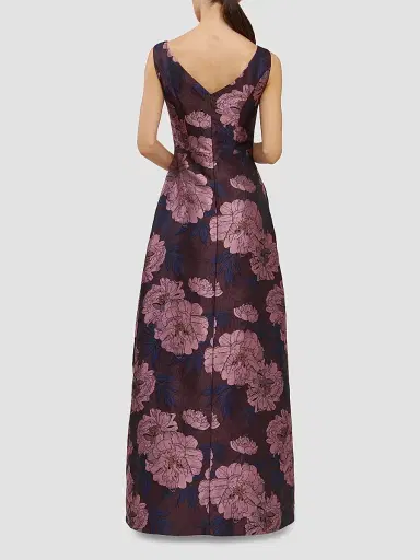 Kay Unger Women's Caitlin Floral Jacquard Fit & Flare Gown - Primrose Multi - Size 8 | Thumbnail 4 Kay Unger Women's Caitlin Floral Jacquard Fit & Flare Gown - Primrose Multi - Size 8 | Thumbnail 4