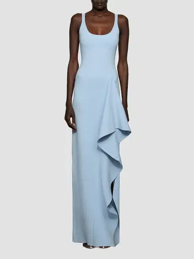 Et Ochs Women's Drew Fine-Knit Ruffle Scoopneck Gown - Blue Clay | Thumbnail 3