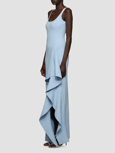 Et Ochs Women's Drew Fine-Knit Ruffle Scoopneck Gown - Blue Clay | Thumbnail 4