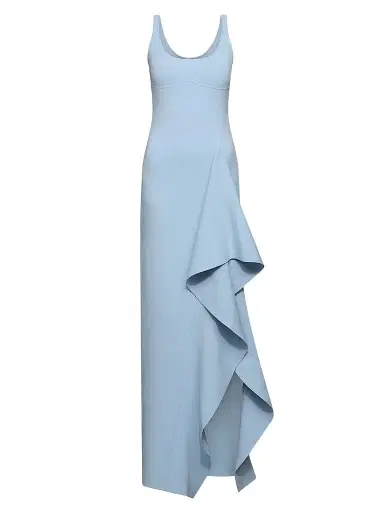 Et Ochs Women's Drew Fine-Knit Ruffle Scoopneck Gown - Blue Clay | Thumbnail 1