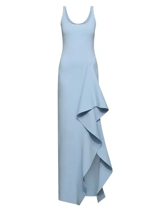 Women's Drew Fine-Knit Ruffle Scoopneck Gown - Blue Clay