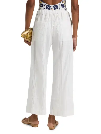 Lemlem Women's Desta Cotton Drawstring Pants - Abira White - Size Medium | Thumbnail 5 Lemlem Women's Desta Cotton Drawstring Pants - Abira White - Size Medium | Thumbnail 5