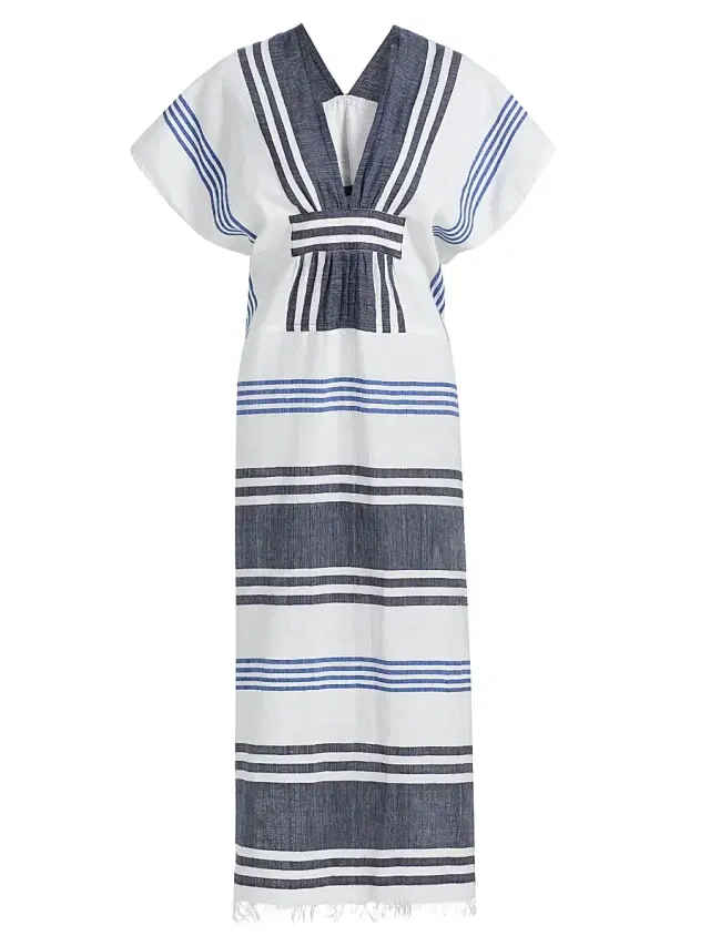 Women's Gasira Striped Cotton Caftan Cover-Up - Marina Blue