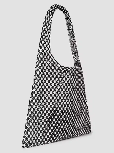 Alaïa Women's One Piece Leather Hobo Bag - Black White | Thumbnail 3