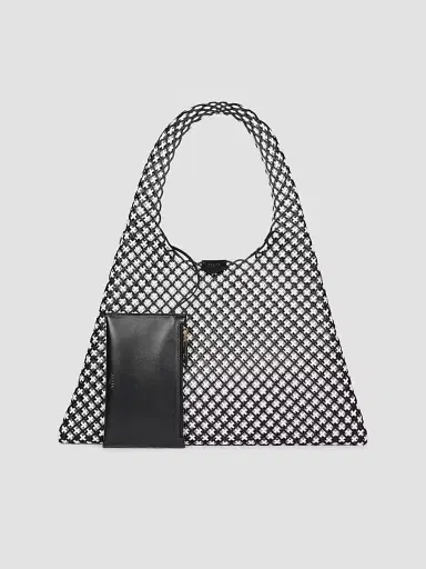 Alaïa Women's One Piece Leather Hobo Bag - Black White | Thumbnail 5