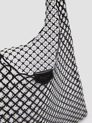 Alaïa Women's One Piece Leather Hobo Bag - Black White | Thumbnail 6