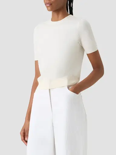 Akris punto Women's Relaxed Wool T-Shirt - Cream - Size 16 | Thumbnail 6 Akris punto Women's Relaxed Wool T-Shirt - Cream - Size 16 | Thumbnail 6