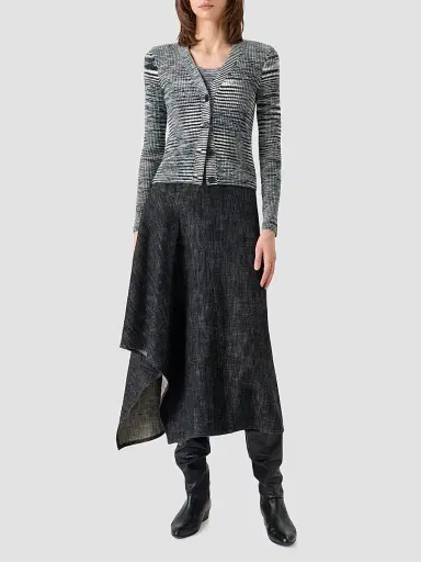 Akris punto Women's Space Dye Wool Cardigan - Black Cream - Size 16 | Thumbnail 2 Akris punto Women's Space Dye Wool Cardigan - Black Cream - Size 16 | Thumbnail 2