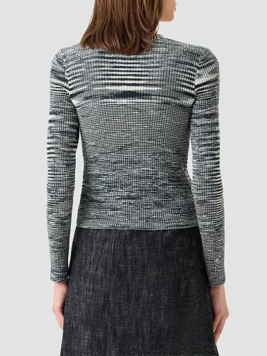 Akris punto Women's Space Dye Wool Cardigan - Black Cream - Size 16 | Thumbnail 3 Akris punto Women's Space Dye Wool Cardigan - Black Cream - Size 16 | Thumbnail 3