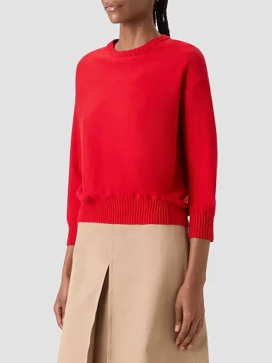 Akris punto Women's Drop Shoulder Virgin Wool Sweater - Red - Size 16 | Thumbnail 6 Akris punto Women's Drop Shoulder Virgin Wool Sweater - Red - Size 16 | Thumbnail 6