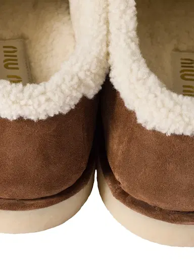 Miu Miu Women's Suede and Shearling Mules - Brown | Thumbnail 3 Miu Miu Women's Suede and Shearling Mules - Brown | Thumbnail 3